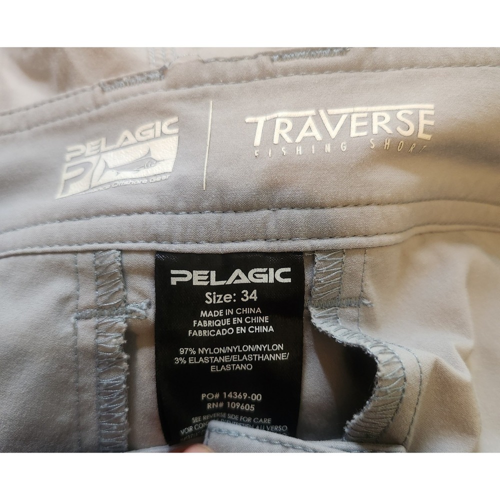 (2) Pelagic Shorts Mens 34 Gray Blue Traverse Hybrid Performance Fishing Cargo - Picture 6 of 6